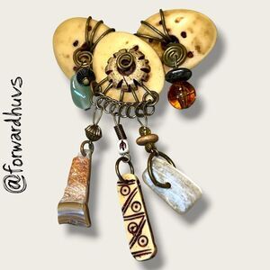 Hand Crafted Mixed‑Material Pendant – Tribal and Natural Elements
